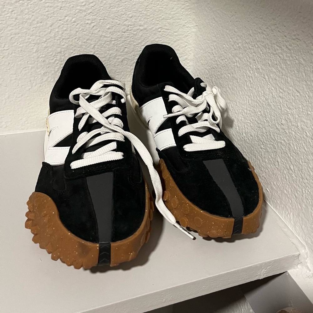 Figs Black and White Sneakers with Brown Soles